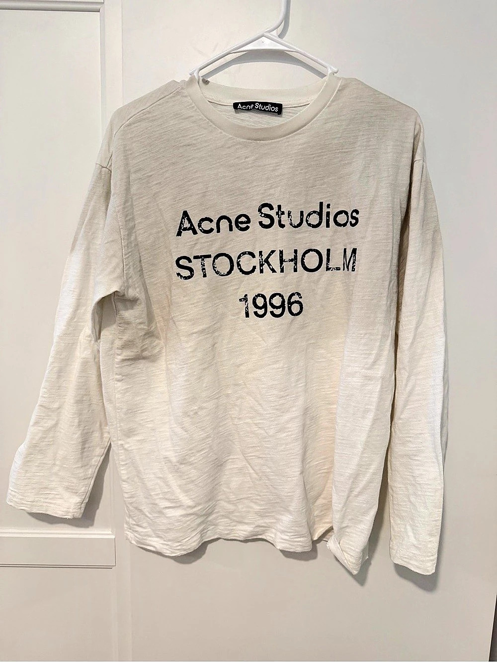 Acne Studios Stockholm 1996 Long Sleeve Graphic Tee in White Size Small